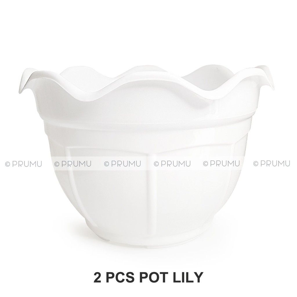 2 Pot Bunga 25 cm - Pot Tanaman - Pot Plastik -  Pot Buah - Pot Hiasan - Clio Lily 25