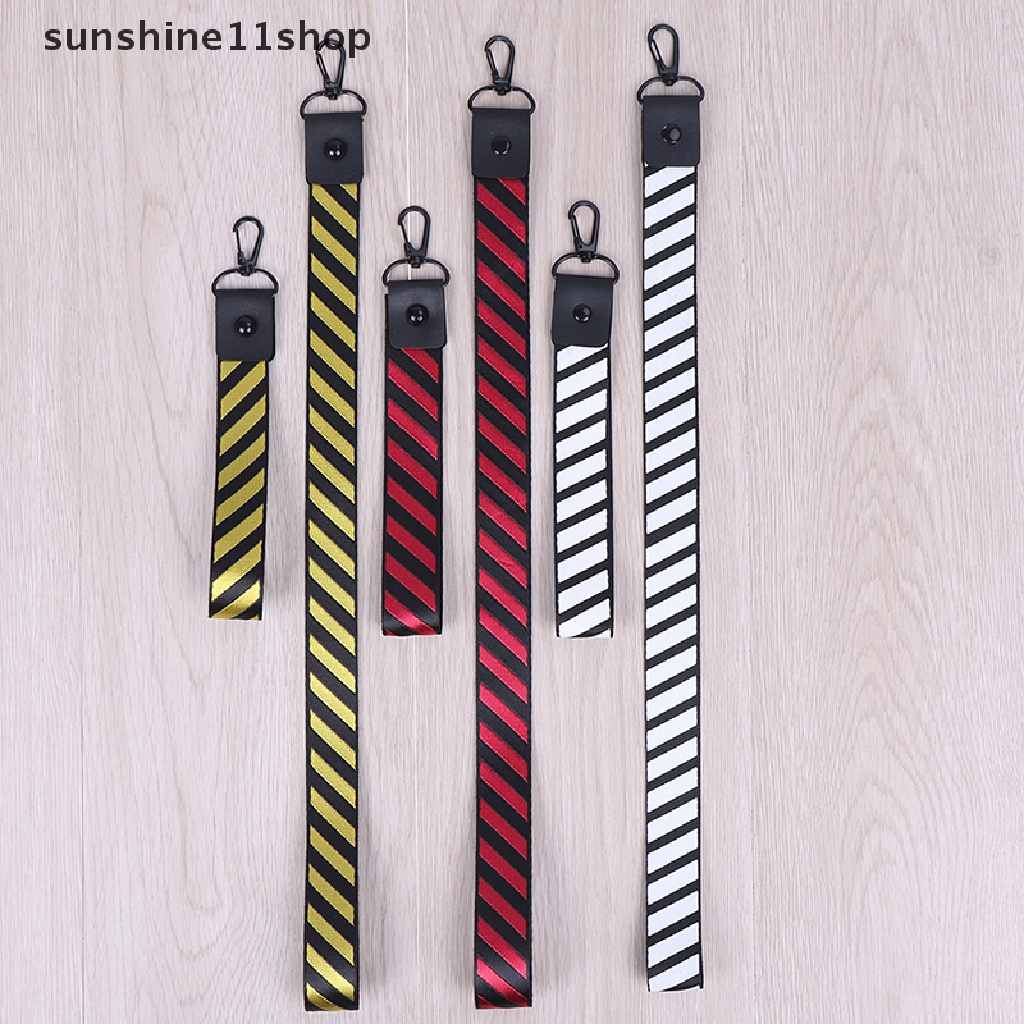 Sho Tali Lanyard Leher / Pergelangan Tangan Motif Garis Untuk Kunci / Kartu ID / Handphone