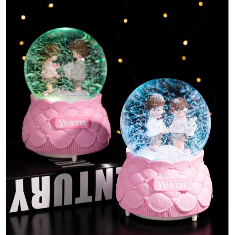 Kotak Musik couple pasangan Snow Globe / Bola Kristal salju Couple hadiah unik kado romantis pacar a