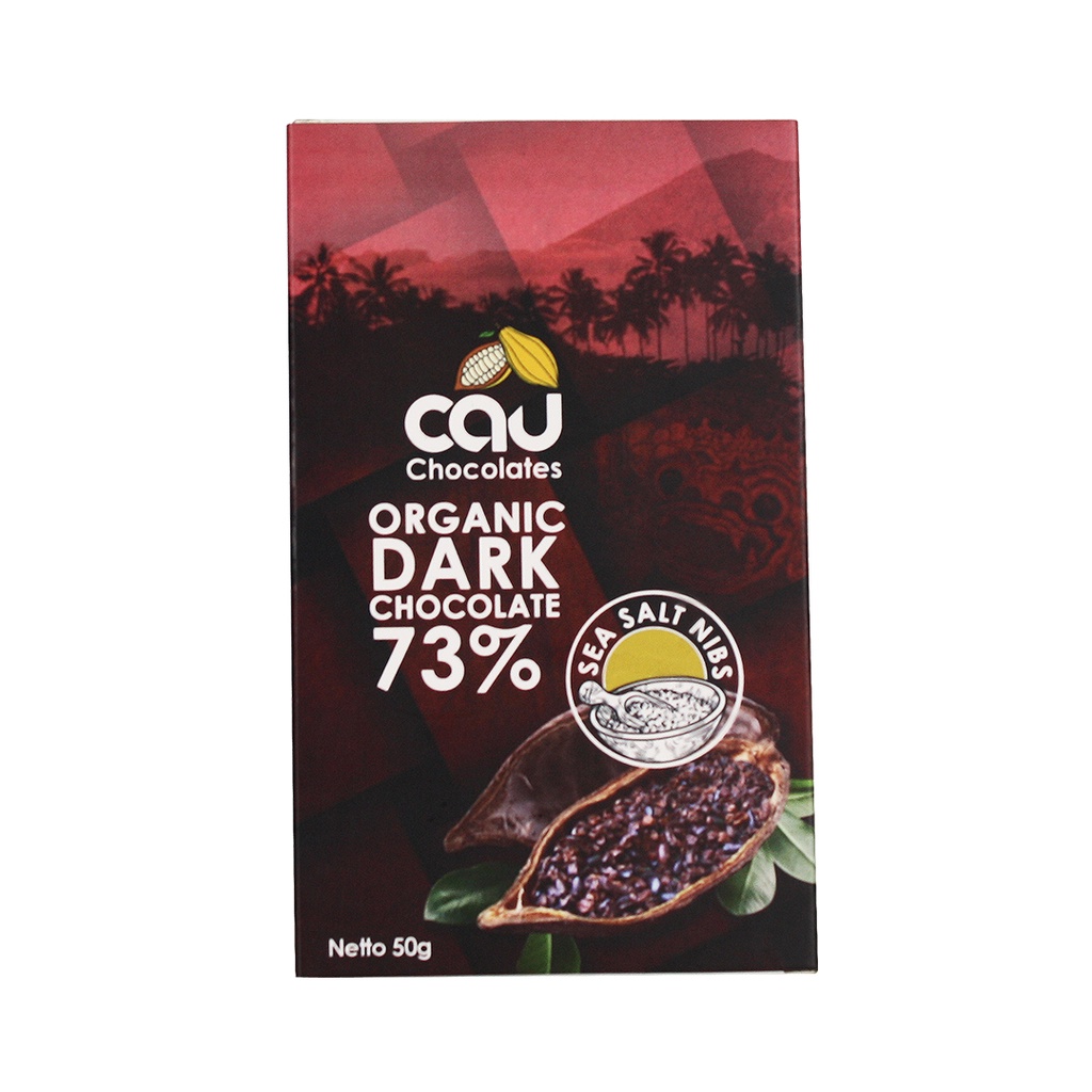 

CAU CHOCOLATES - Organic Dark Chocolate / Coklat Organik 73% dengan Gula Kelapa, Sea Salt dan Nibs - 50gr