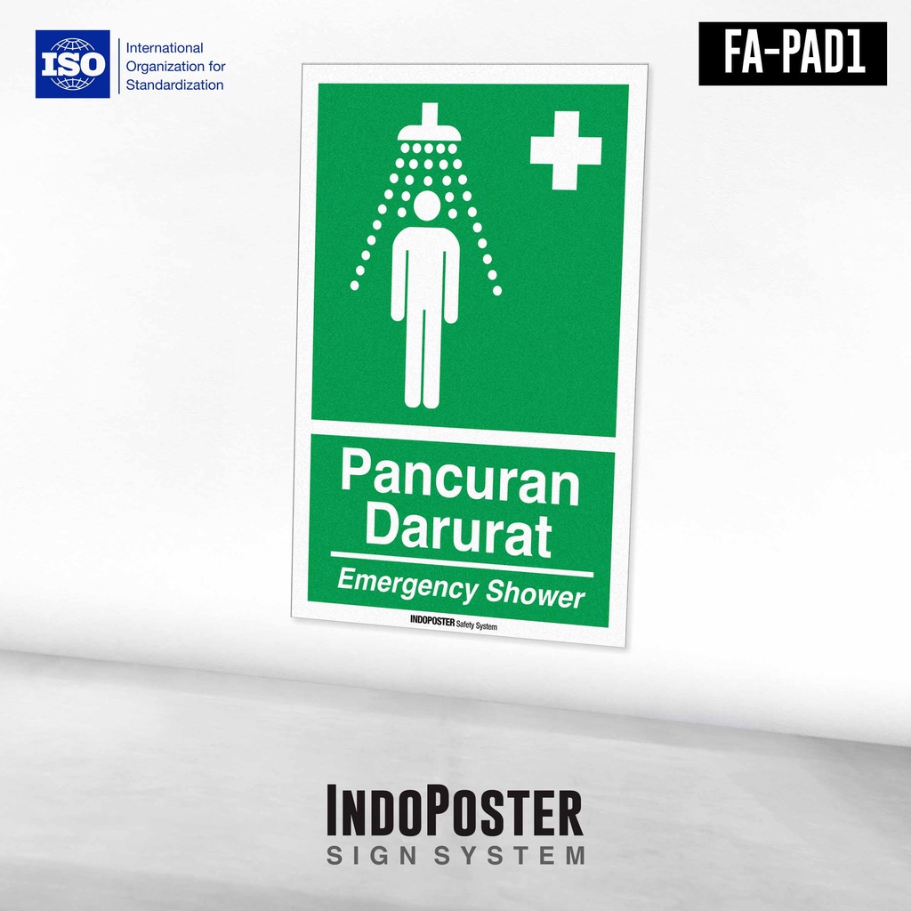 

Stiker Safety Sign Rambu K3 ISO Pancuran Darurat