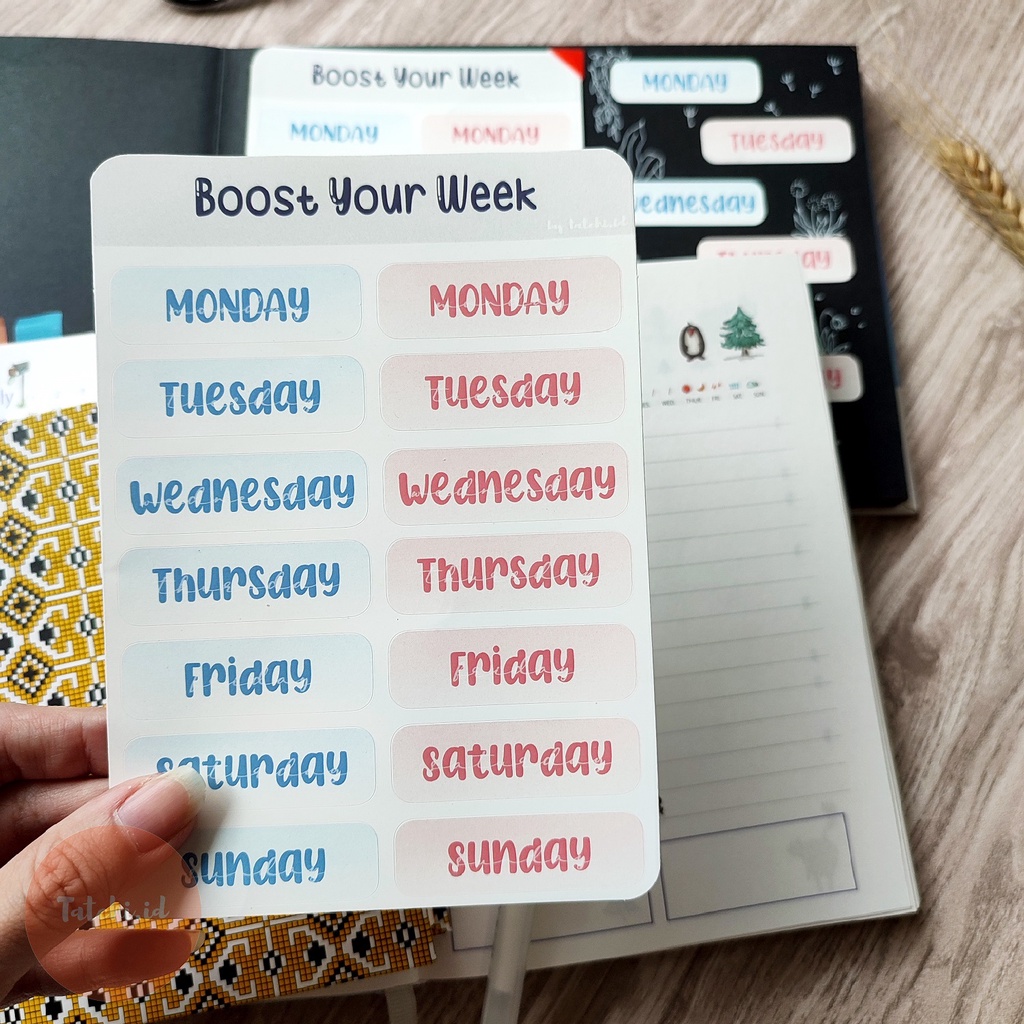 

[TATCHI.ID] Boost Your Week Sticker Sheet/ Stiker Seri Nama Hari