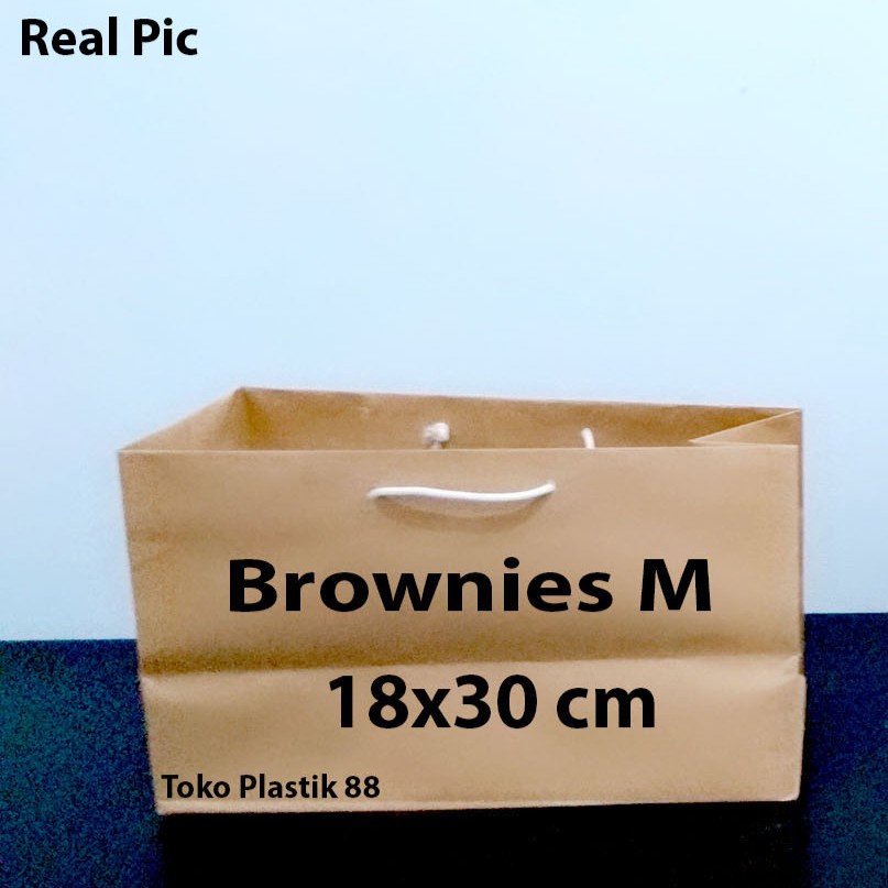 

[1 pcs] PaperBag Polos Coklat | Paper bag Kraft. Brownies M. 18x30 cm.