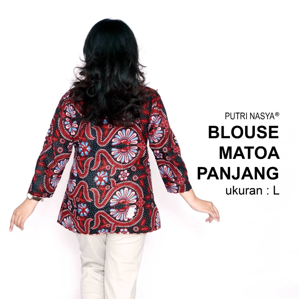 Blouse Big Size Wanita Atasan Batik Lengkap S-M-L-XL-2L-3L-4L-5L-6L-7L Model Blus Jumbo Kerja Batik / Pakaian Batik LD 140 Kekinian / Blus Kantor Kemeja Batik Wanita Model Seragam