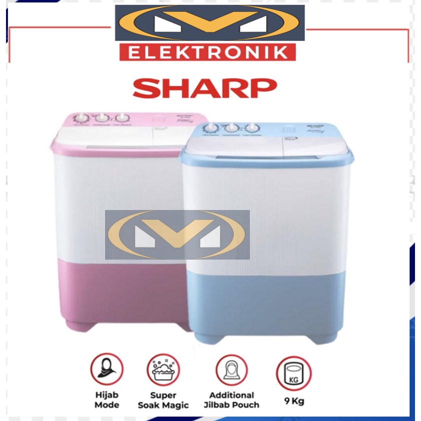 SHARP MESIN CUCI 2 TABUNG 9 KG ES-T99SJ Hijab Series