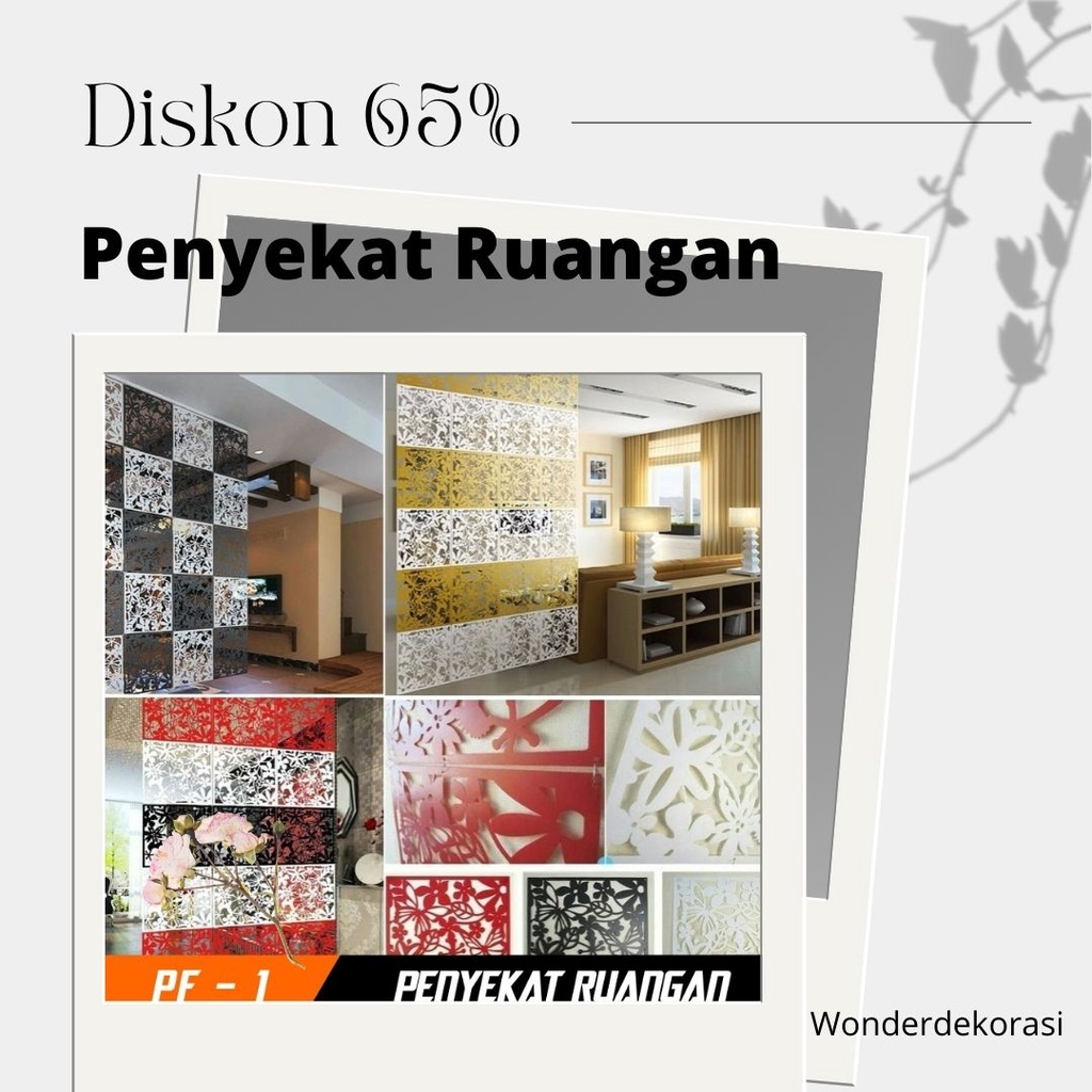 Penyekat Ruangan Minimalis Penyekat Per 1 PCS Warna Penyekat Ruangan Plastik Vintage Size 40 x 40 Cm / Motif Kupu Kupu dan Burung