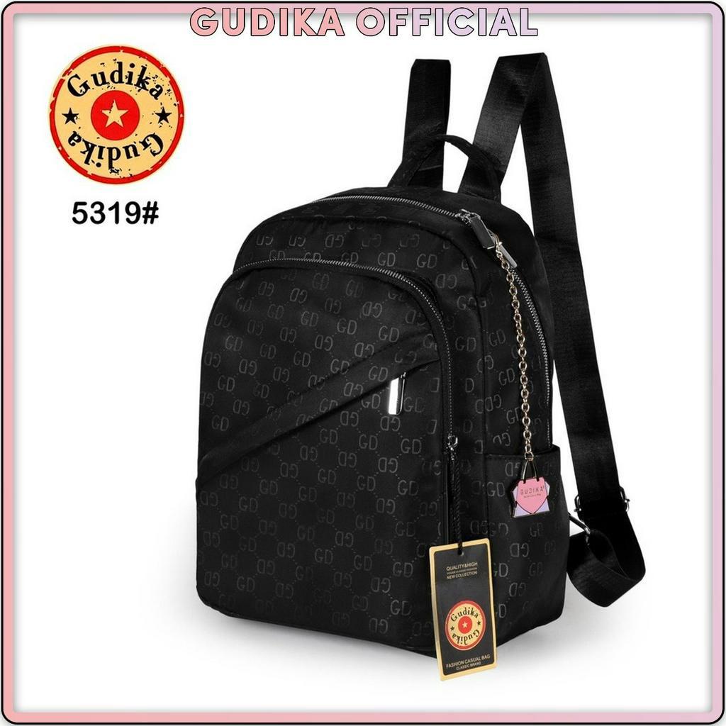 GUDIKA Black 5319 - Tas Ransel Punggung Gendong Backpack Travel Laptop Buku Paket Baju Barang Terbaru Kekinian Viral Pria Wanita Cowok Cewek Laki Perempuan Tas Sekolah