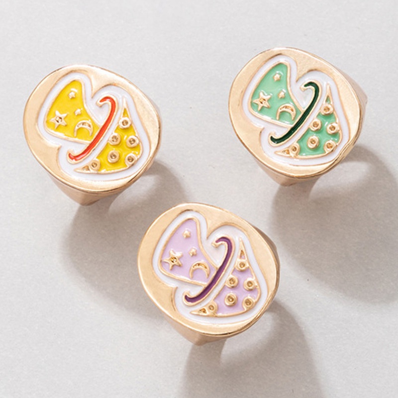 Fancyqube Cincin Wanita Desain Hati / Awan / Bunga / Alien / Pelangi Untuk Hadiah
