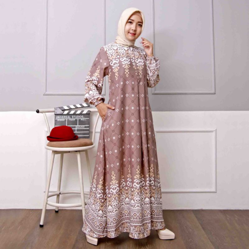 baju gamis wanita dress muslim terbaru GAMIS MOTIF JUMBO MAXMARA LUX PREMIUM SIZE {M, XL, 4L, 6L}[B 