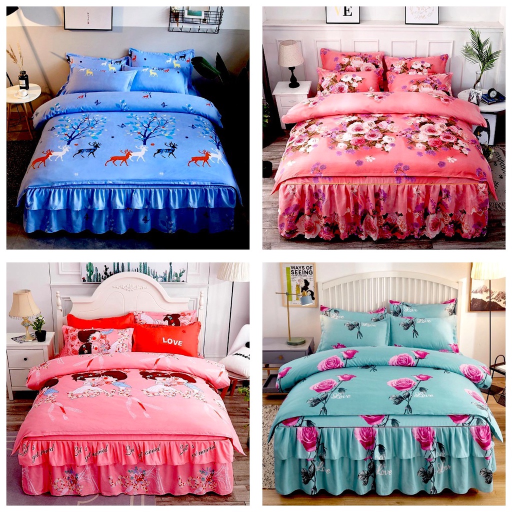 Sprei Rumbai Plus Sarung Bed Cover Hantaran Pernikahan Mewah dan Aesthetic Motif UK 180X200