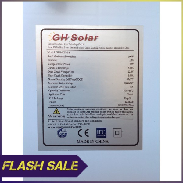Solar Cell   Solar Panel 100WP GH