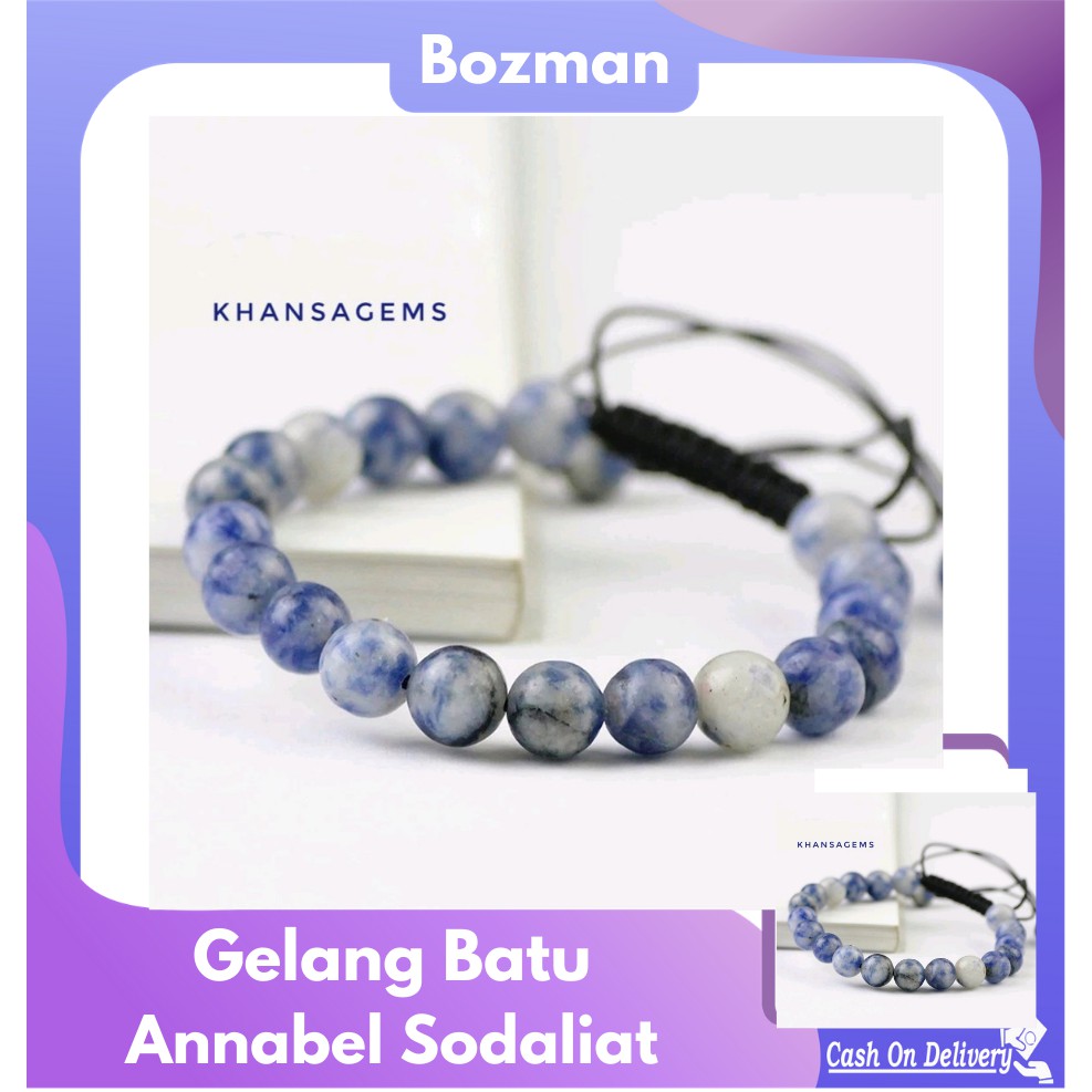 Gelang Batu Natural Giok Anabel Sodalite Gelang Tali Shambala