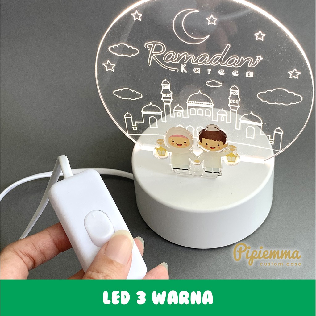 Idul Fitri Night Lamp Lampu Tidur Akrilik Islamic Lebaran Ramadhan Custom Nama 3 warna Idul Fitri Kado Anak Muslim