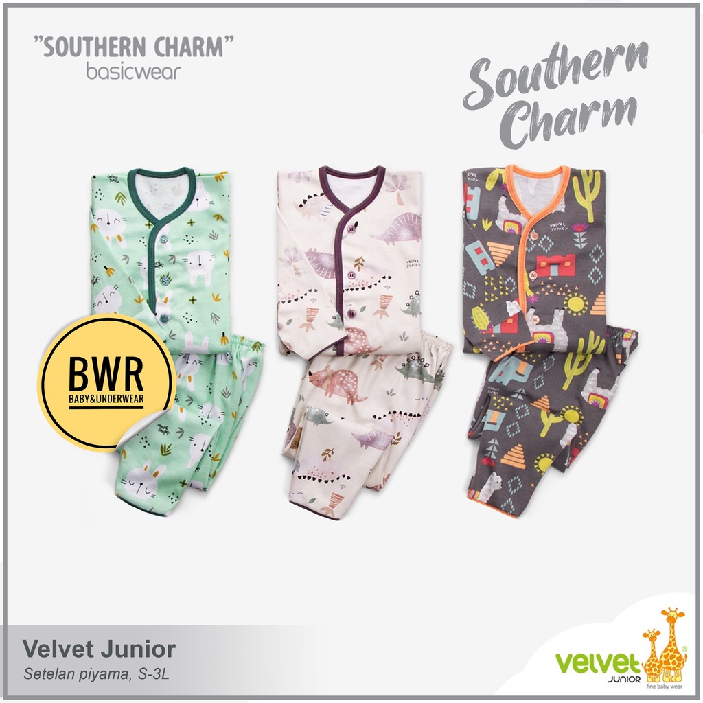 Velvet Junior Terbaru KANCING PANJANG SOUTHERN Charm / Setelan Bayi Newborn Unisex Bayi Baru Lahir | Bwr