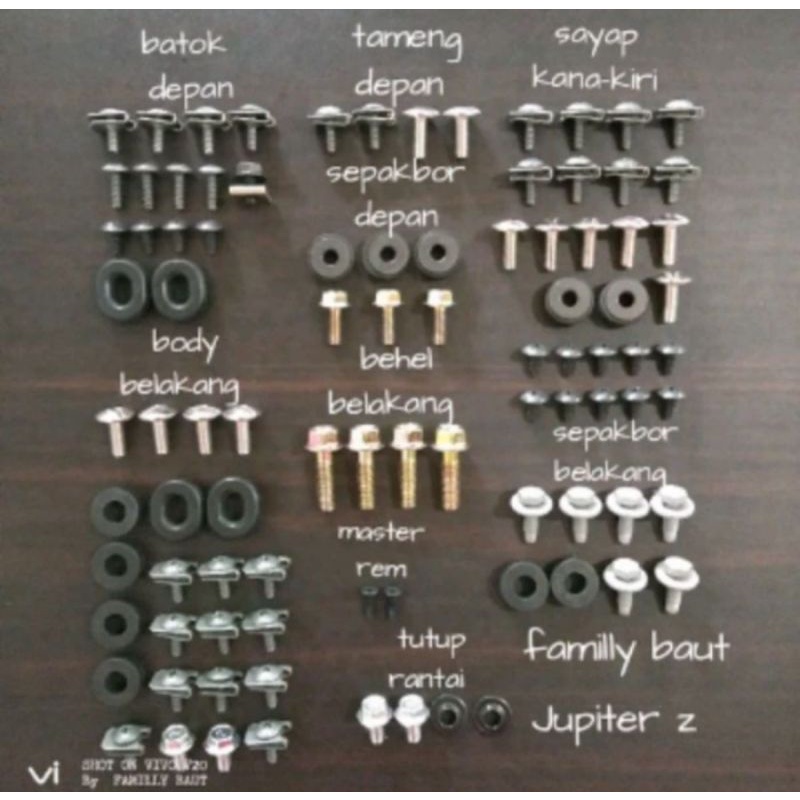 baut lengkap Jupiter z burhan.baut full set lengkap baut karet ring bo