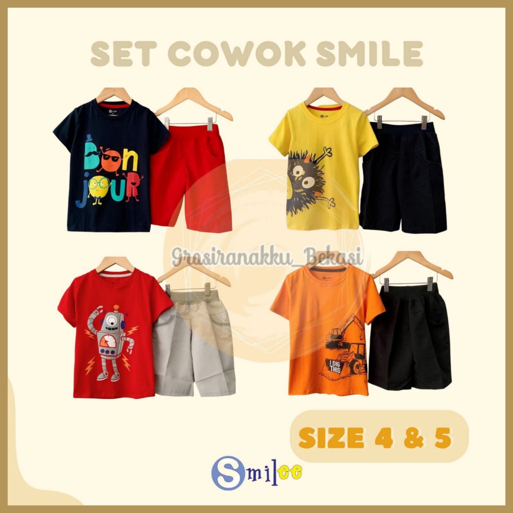 Setelan Anak Smilee Junior Mix Motif Size 4&amp;5Thn Murah