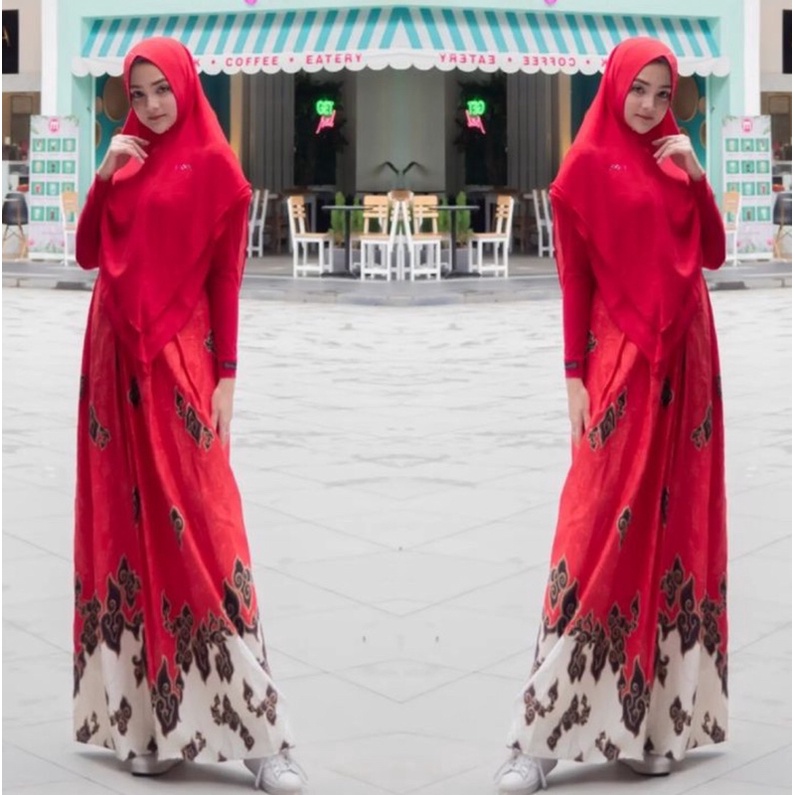 set syar’i batik merah putih