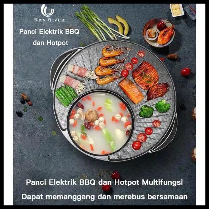 Electrik Grill Bbq Dan Hotpot Shabu. Alat Panggang Bbq Electrik 2 In 1