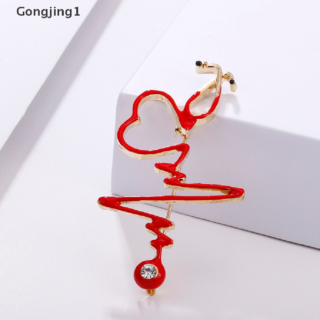 Gongjing1 Bros Pin Enamel Bentuk Detak Jantung Untuk Aksesoris Wanita