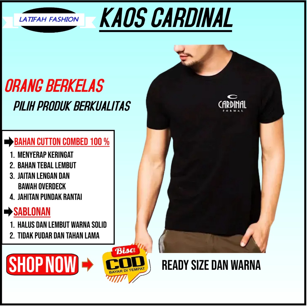 Baju Kaos Kaus Lengan Pendek Cardinal Teks Pinggir Pria Peria / Wanita Dewasa Super Premium Pakaian 