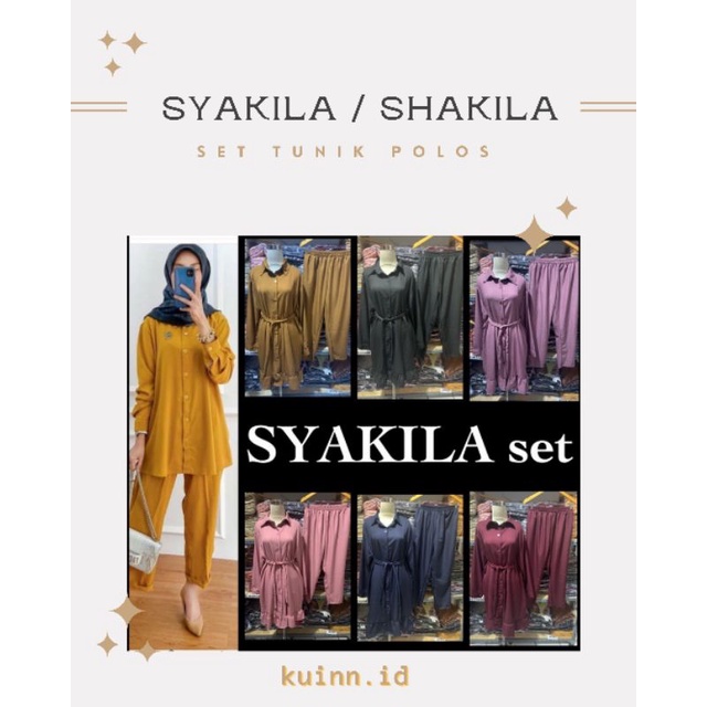 {ORIGINAL 100%} READY - SYAKILA / SHAKILA SET TUNIK POLOS JUMBO XL XXL SETCEL