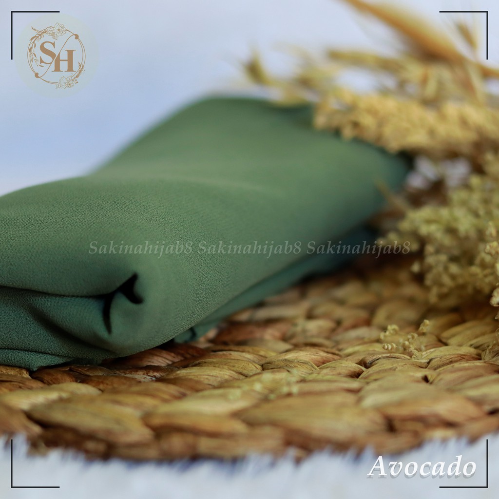 PROMO Pashmina Ceruty Babydoll 200x75 cm jahit tepi CHAPTER1-Avocado