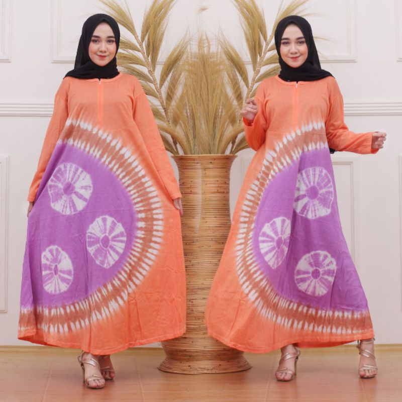 Daster Kaos Pelangi Lengan Panjang Jumbo Busui Bumil Batik Pekalongan