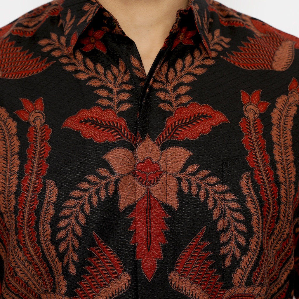 KEMEJA BATIK PRIA Lengan Panjang Premium Motif Tali Asih Merah Hitam 726264 Cap 72 - Baju Kemeja Atasan Pakaian Setelan Batik Pria Cowok Laki Laki Remaja Keluarga Kantor Lengan Panjang Modern Slimfit Slim Fit Premium Kekinian