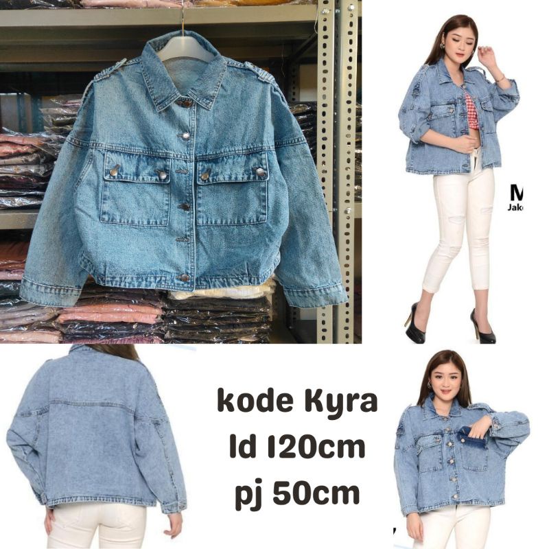 Jaket Jeans Wanita Crop Oversize Denim Jacket Premium Bomber