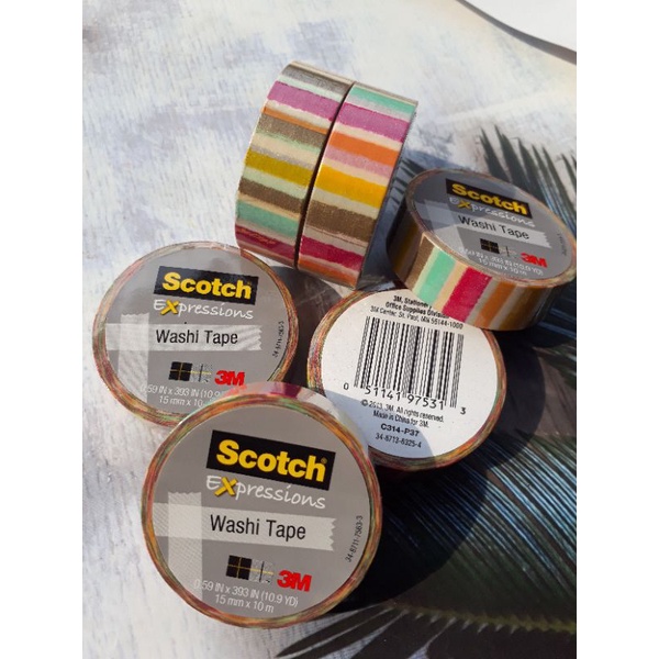 

Scotch 3M Expression Washi Tape 0.59 IN x 393 IN (10.9 yd) 15mm x 10m C314-P37 Satuan