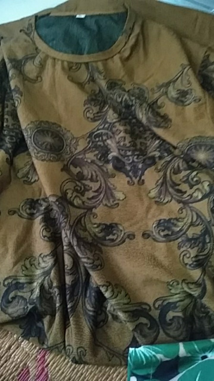 Baju Gamis Sultan Motif Batik Bahan Calvin Jeans