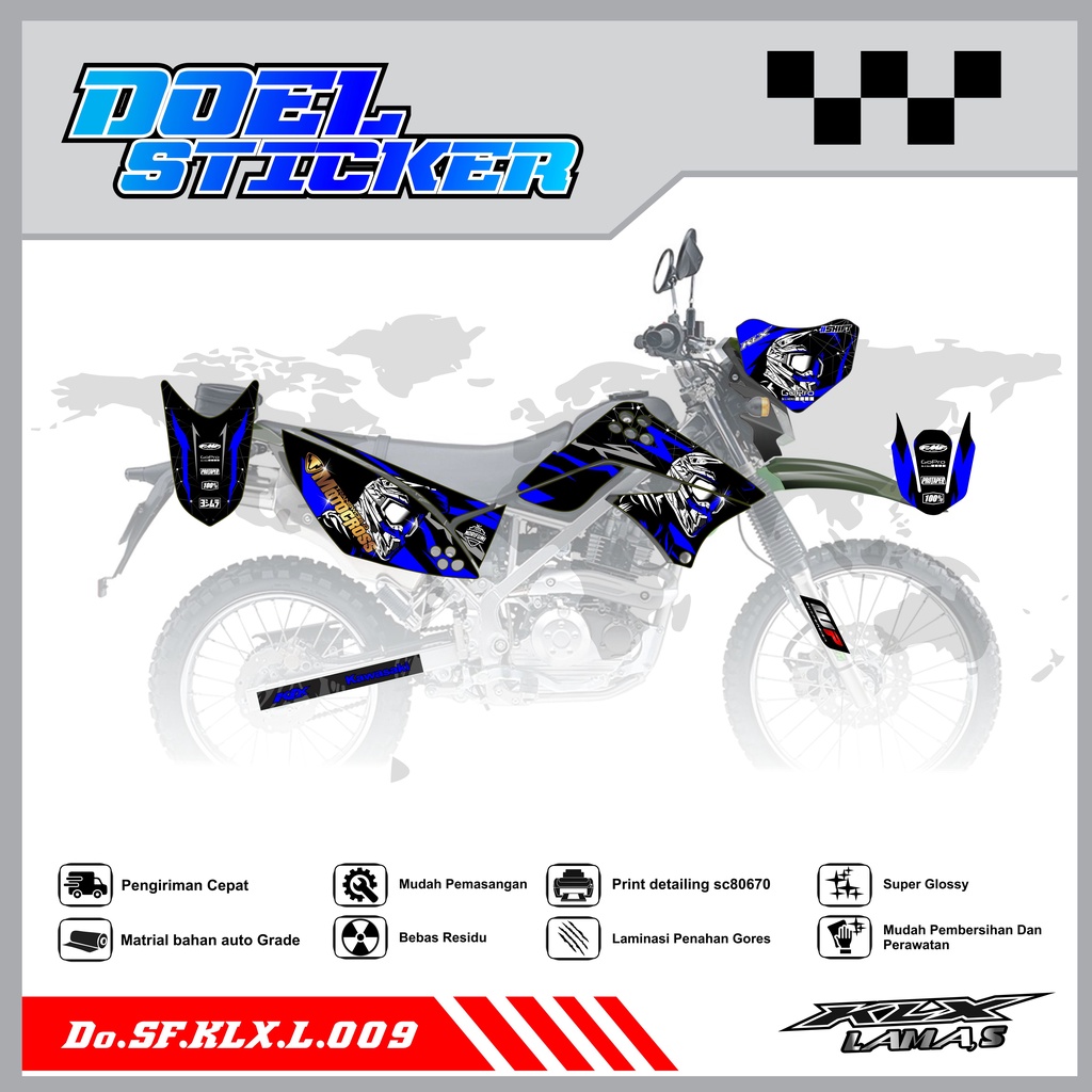 Sticker Striping Honda KLX L , S Lama List Variasi Hologram , Crome Doel 009