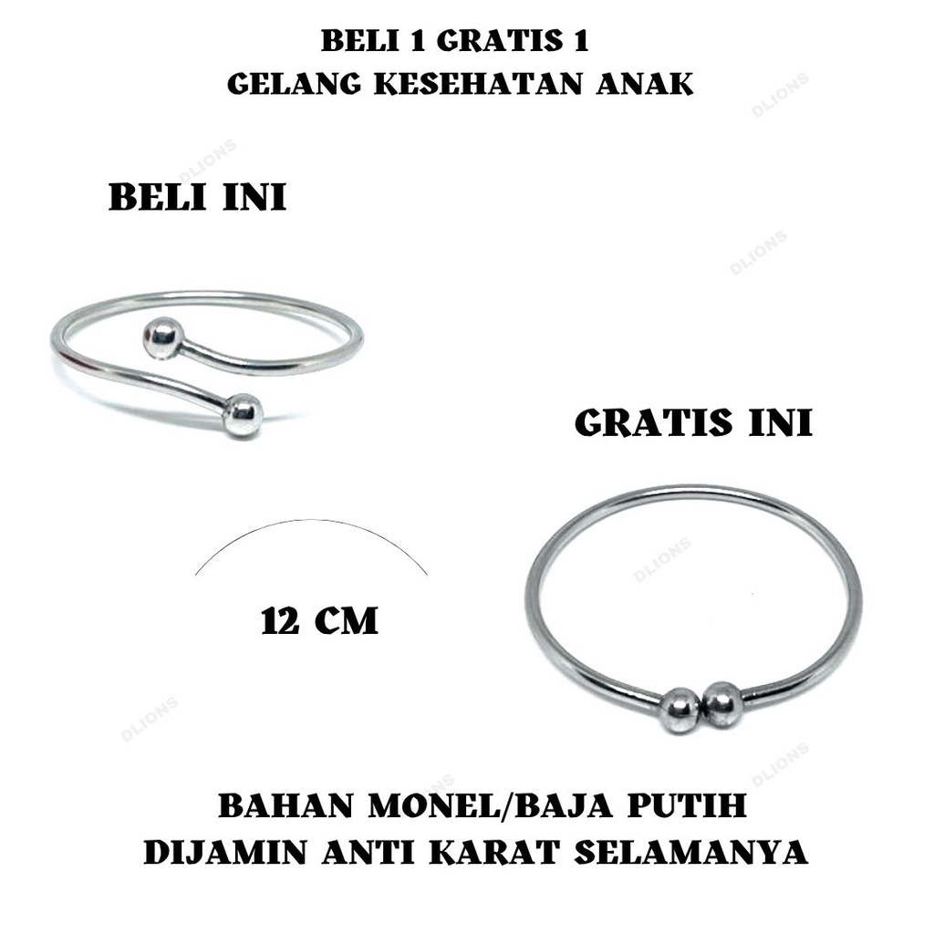 GELANG BAJA PUTIH ANAK/BABY,BAHAN ANTI KARAT SELAMANYA,BAGUS UNTUK KESEHATAN,SIZE 12 CM,GRATIS GELANG MONDIAL BABY 12 CM