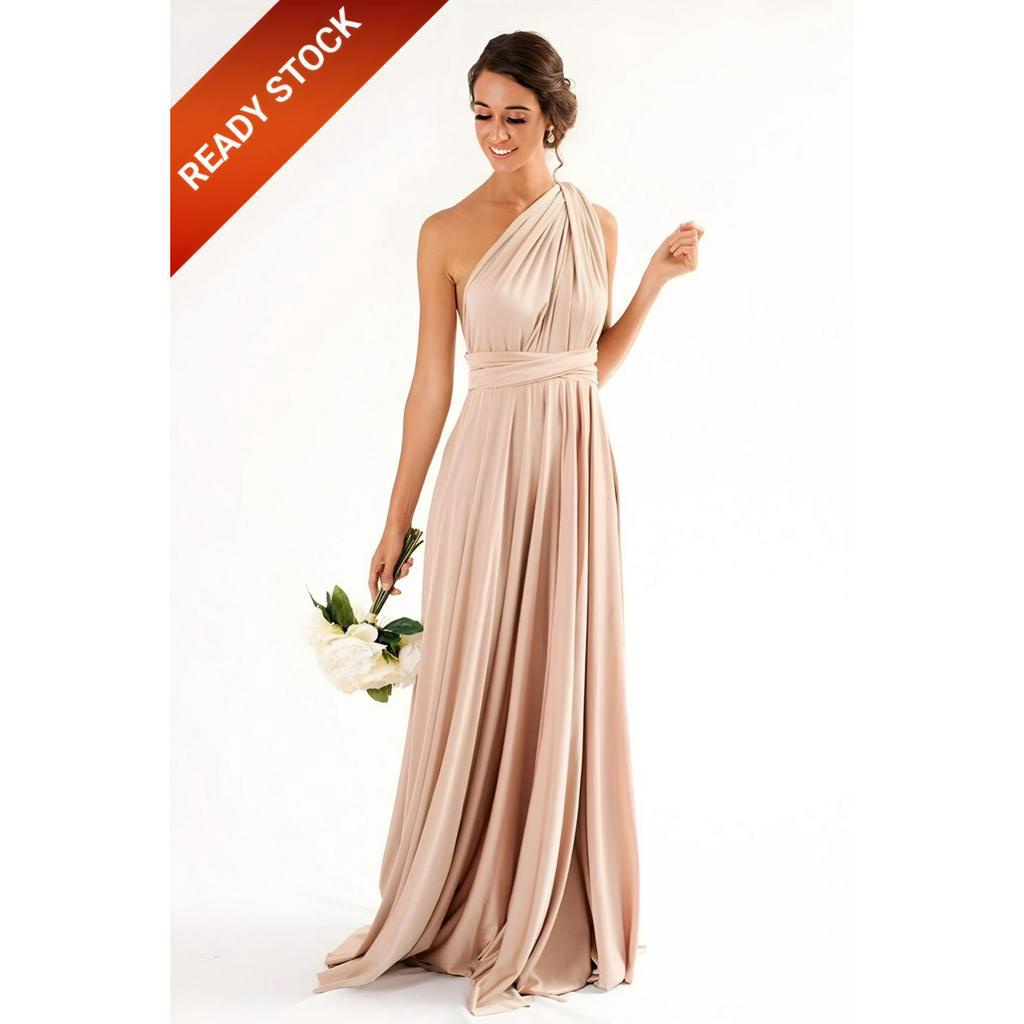 READY FREE KEMBEN Premium Multiway Dress Bridesmaid Convertible Infinity Dress Pesta Baju Pesta Party Dress Cream Krem Nude Creme Khaky