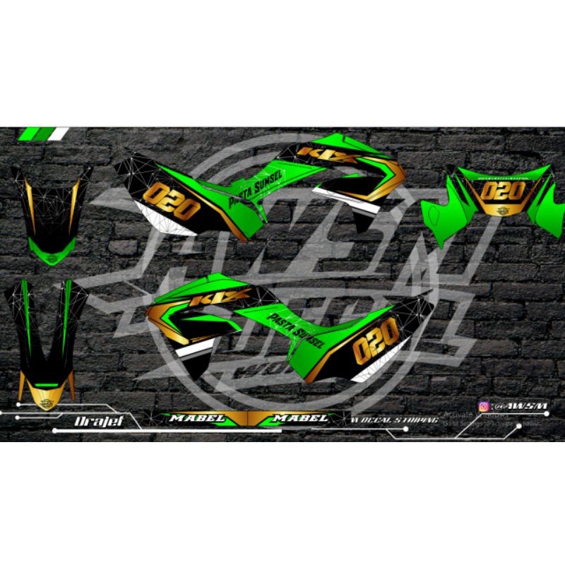 decal klx 230 hijau full hologram
