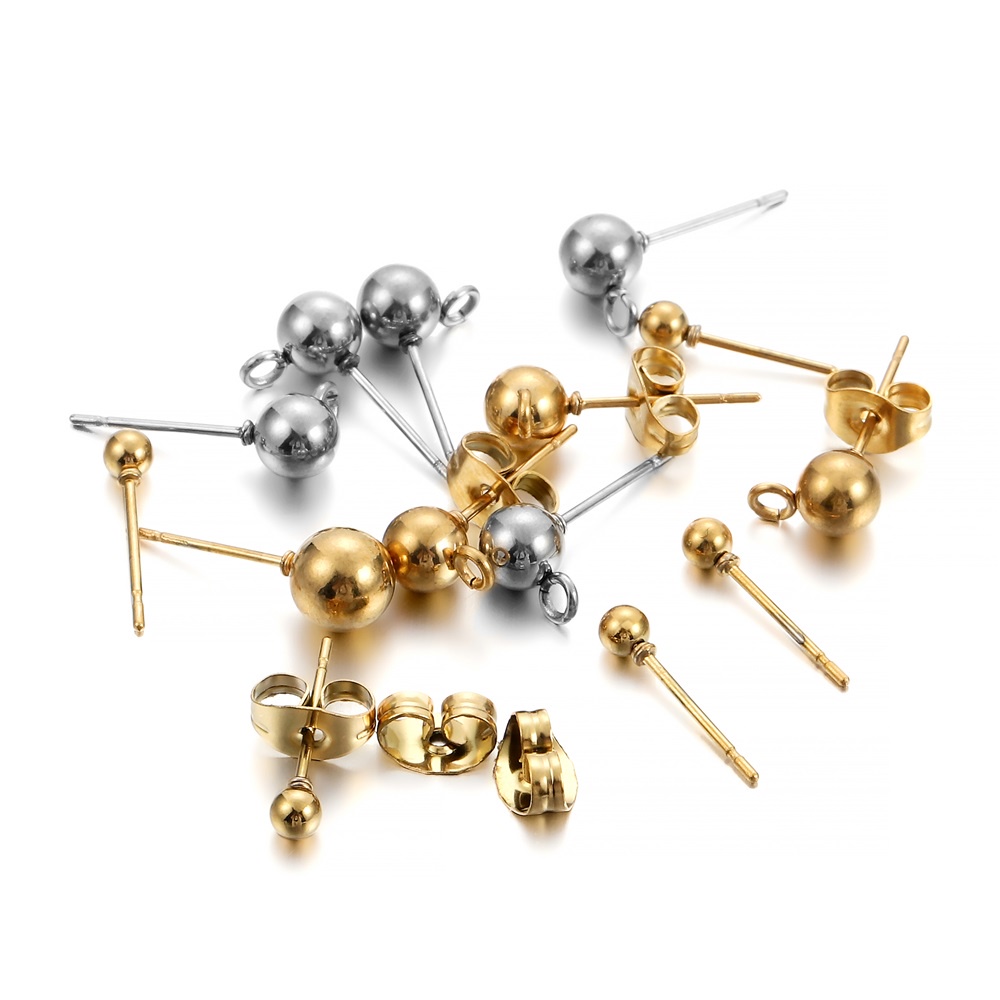 Anting-anting kepala bola stainless steel dapat digunakan untuk kait telinga anting-anting diy