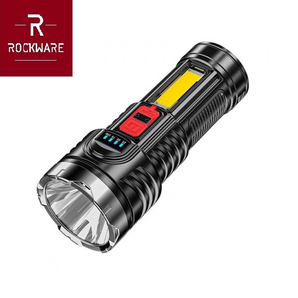 ROCKWARE RW-630A - Senter Super Terang Jarak Jauh Hingg 200M - IPX6 Waterproof dan Rechargeable Battery