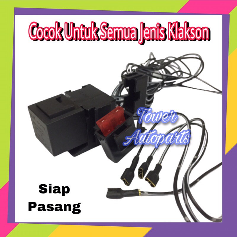 Kabel Relay Set Klakson Untuk Mobil &amp; Motor Original (Komplit Kabel-Relay-Sekring)