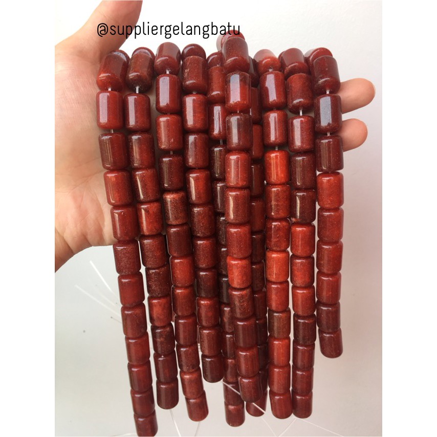 bahan batu akik orange carnelian oren tabung 14mm gelang kalung tube kilap bahan craft fashion pria