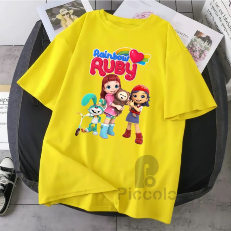 baju kaos anak ruby rainbow bahan premium