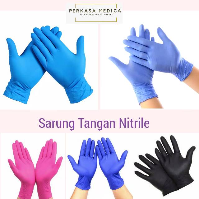 10 Pcs Sarung Tangan Karet  / Nitril Gloves, pelindung dr virus bakteri bs touch screen HP