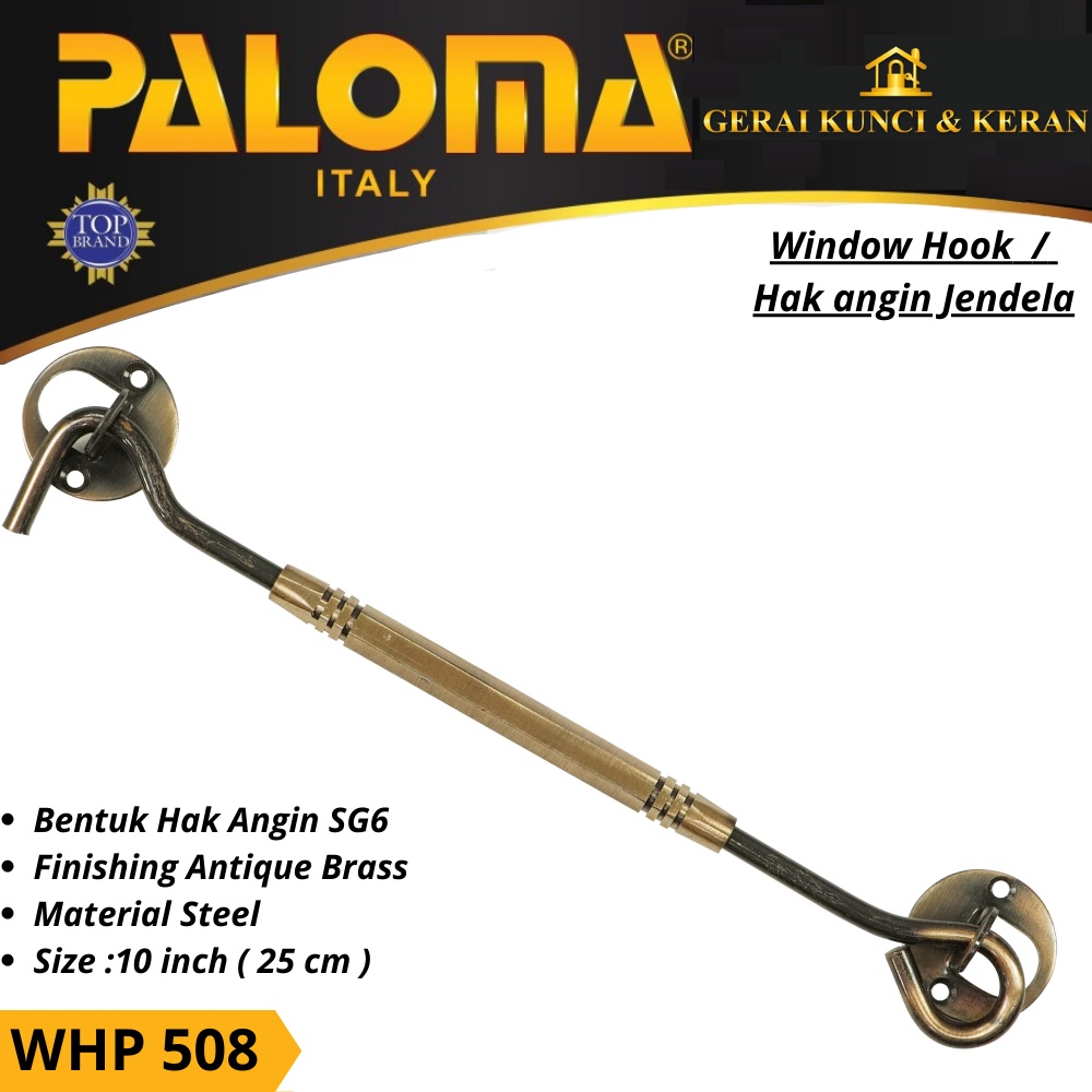 HAK ANGIN PENAHAN JENDELA WHP 508 STEEL 10&quot; INCH 25CM  ANTIK WINDOW HOOK CANTOLAN AB