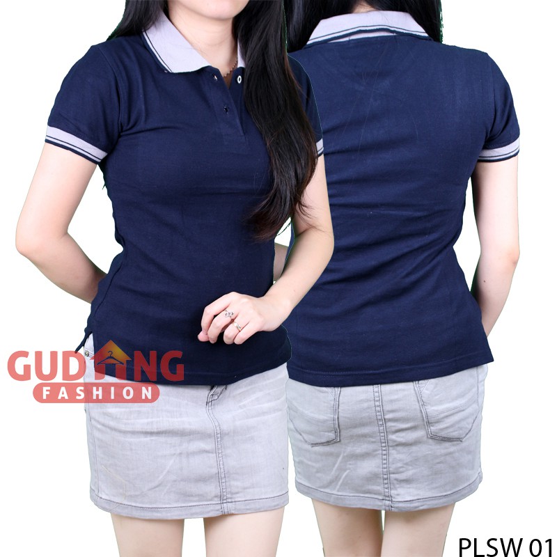 Kaos Kerah Polo Shirt Wanita, Lengan Pendek Kombinasi, 100% Cotton Pique / Premium Quality (COMB)