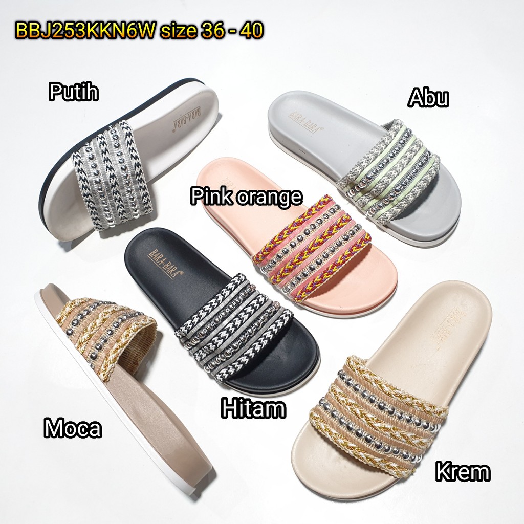 sandal jelly kain barabara sendal slop karet import bara bara cewek BBJ253KKN6W