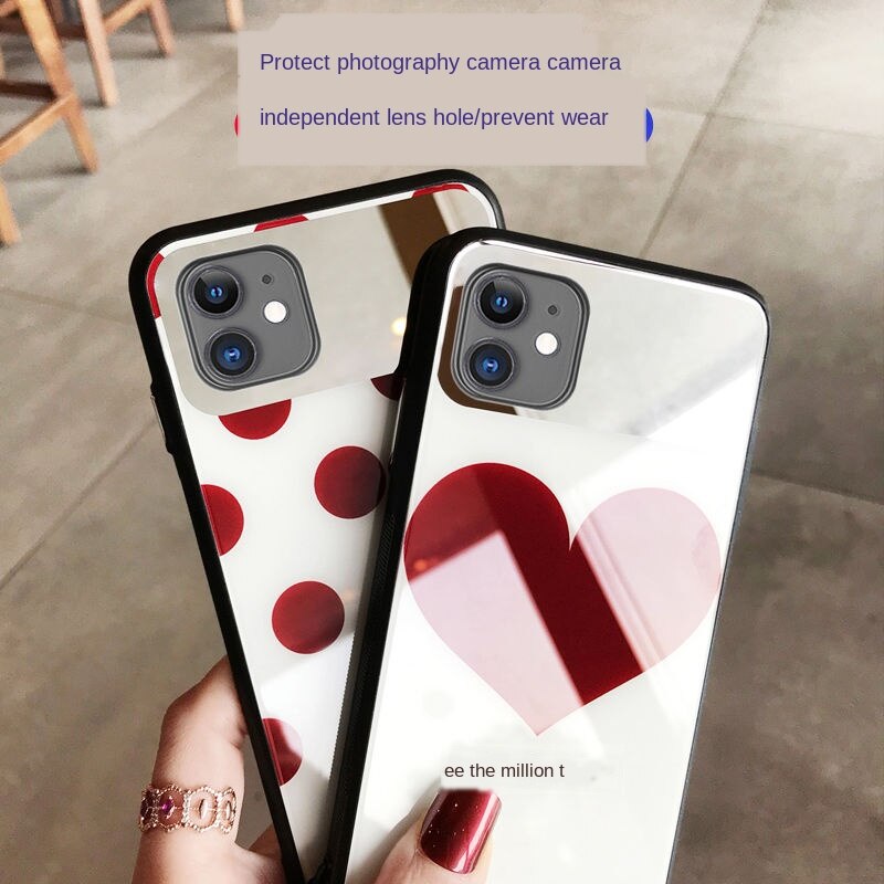 Casing Silikon IPhone 7 8plus XS Xr 11 promax 12 promax Motif Hati Warna Merah