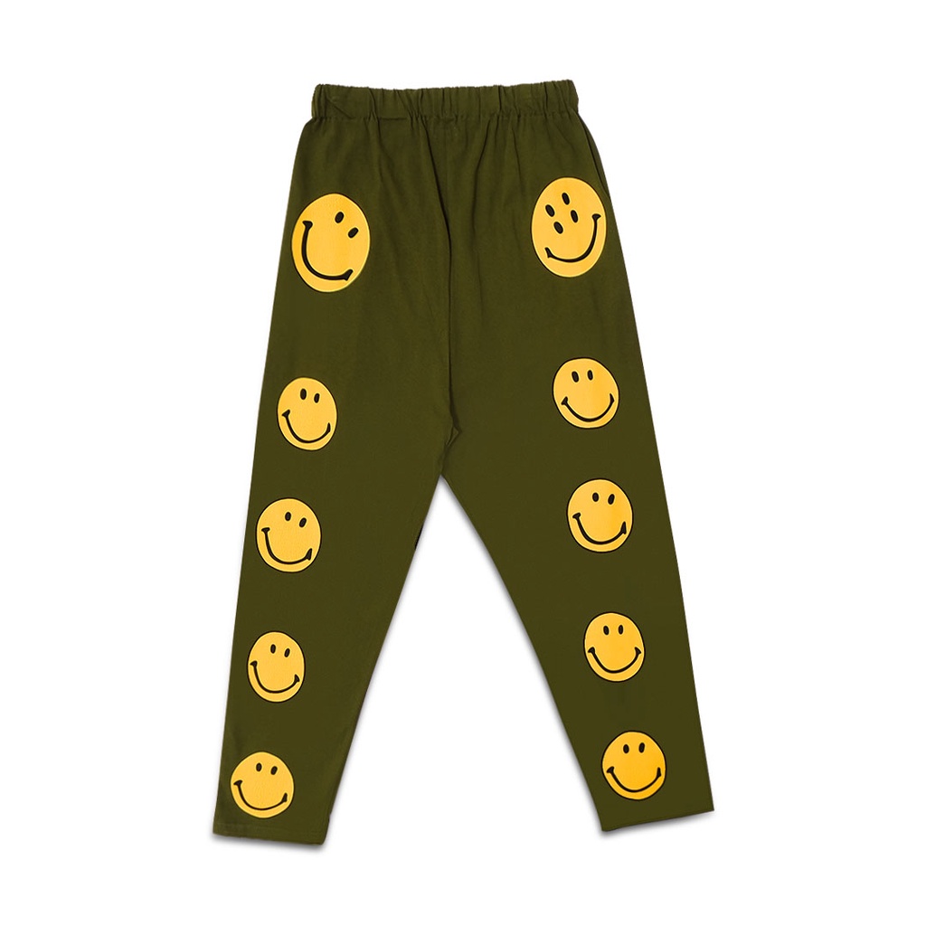 Kapital Cracked Smiley Face Pants Olive