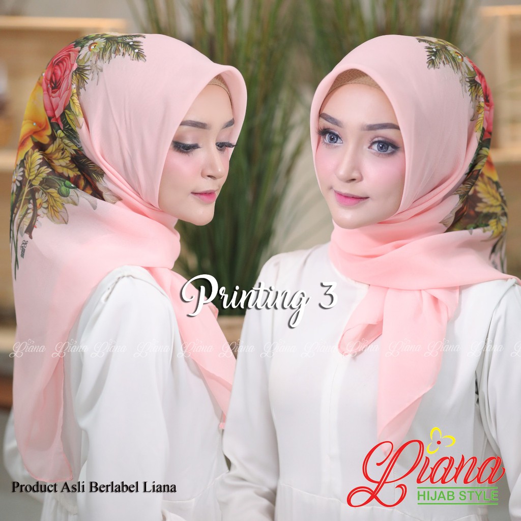  Jilbab  Segiempat Bella  Square  Printing Motif Ori Liana 