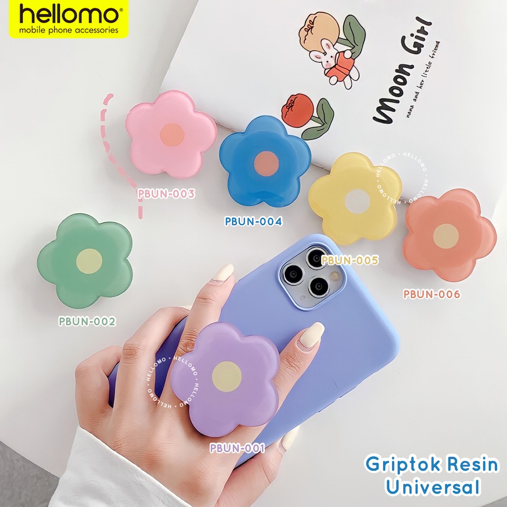 Griptok Resin Bunga Phone Holder Flower Universal Korean Pop Grip Tok Socket Hp