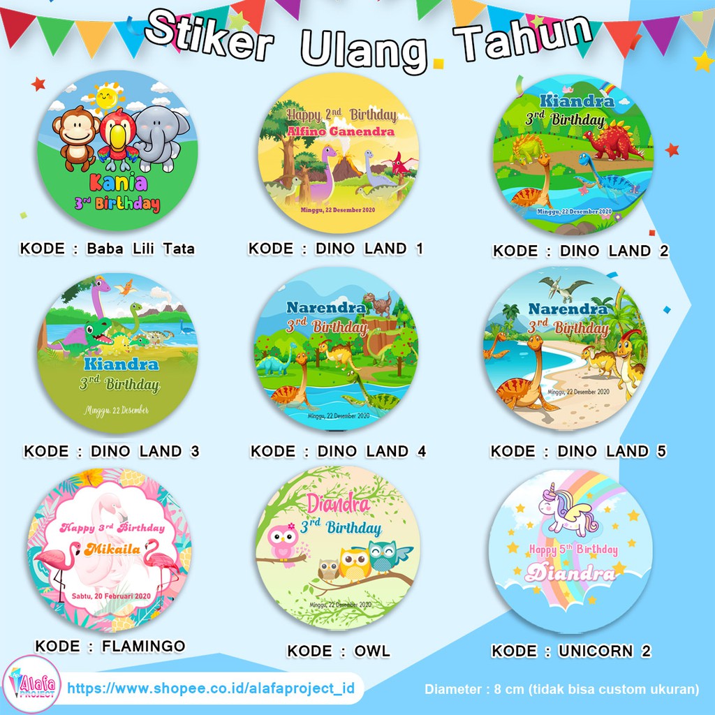 Birthday Card Stiker Ulang Tahun Stiker Aqiqah Anak Label Stiker Ulang Tahun | Shopee Indonesia