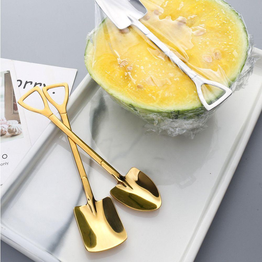 Preva Set Alat Makan Peralatan Makan Dapur Kreatif Untuk Es Krim Dessert Scoop Retro Square Head Tea Spoons